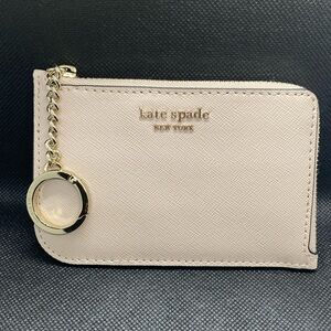 ♠️KATE SPADE♠️Cameron Warm Beige/Black Medium L-Zip Card Holder/NWT